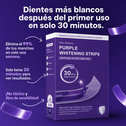 Tiras Blanqueadoras Para Dientes Purple PAP+ - 14 Tiras