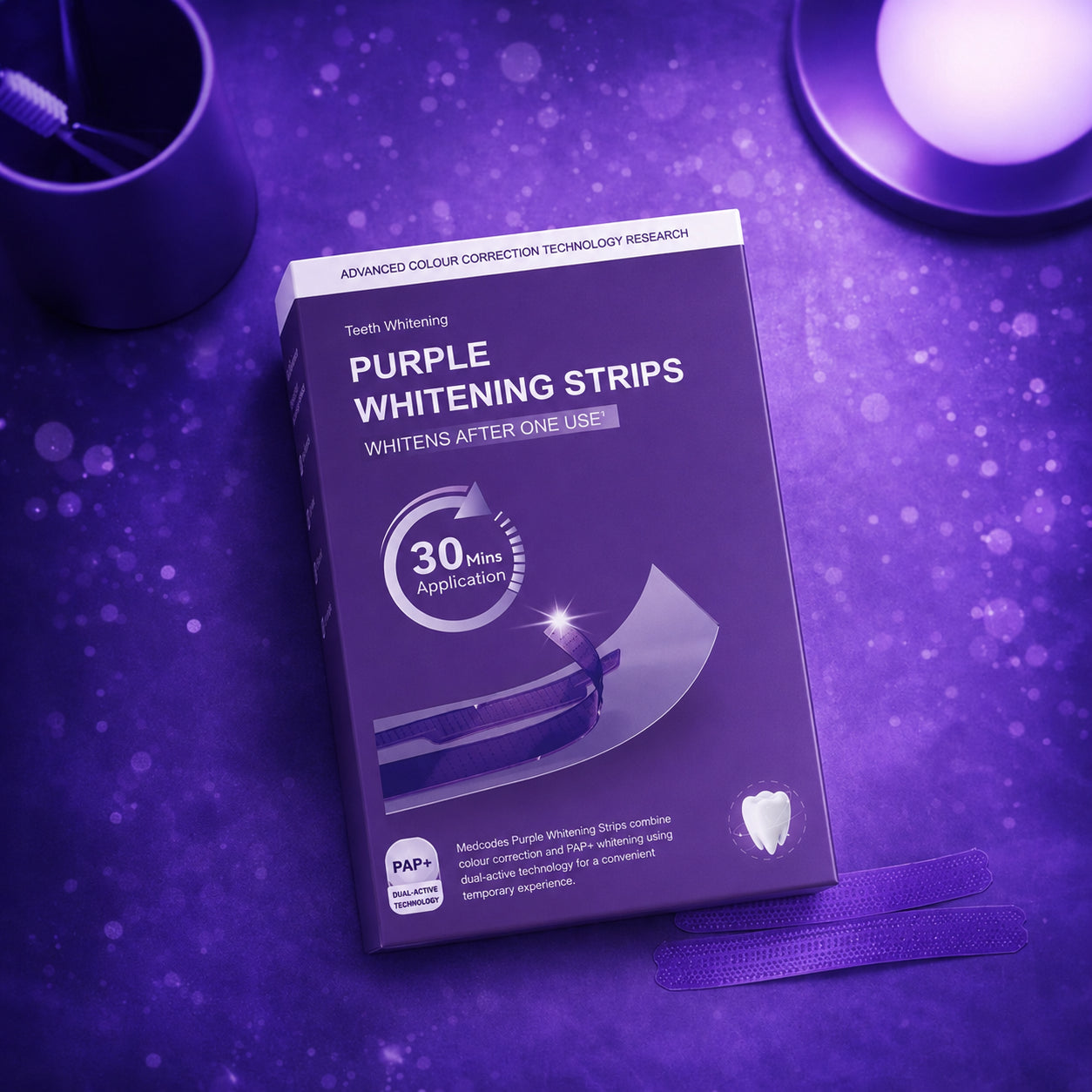 Tiras Blanqueadoras Para Dientes Purple PAP+ - 14 Tiras